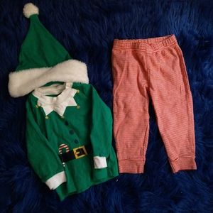 Carter's 12 months Christmas Elf Pajamas Baby's First Christmas Holiday Outfit
